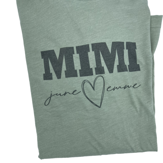 Personalized Mimi T-Shirt – Custom Grandma & Grandchild Name Shirt