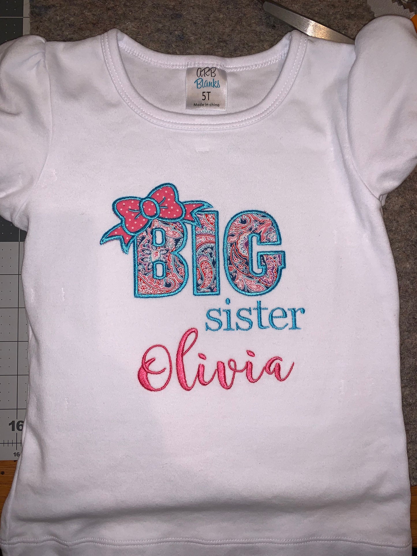 Personalized Big Sister Embroidered Shirt