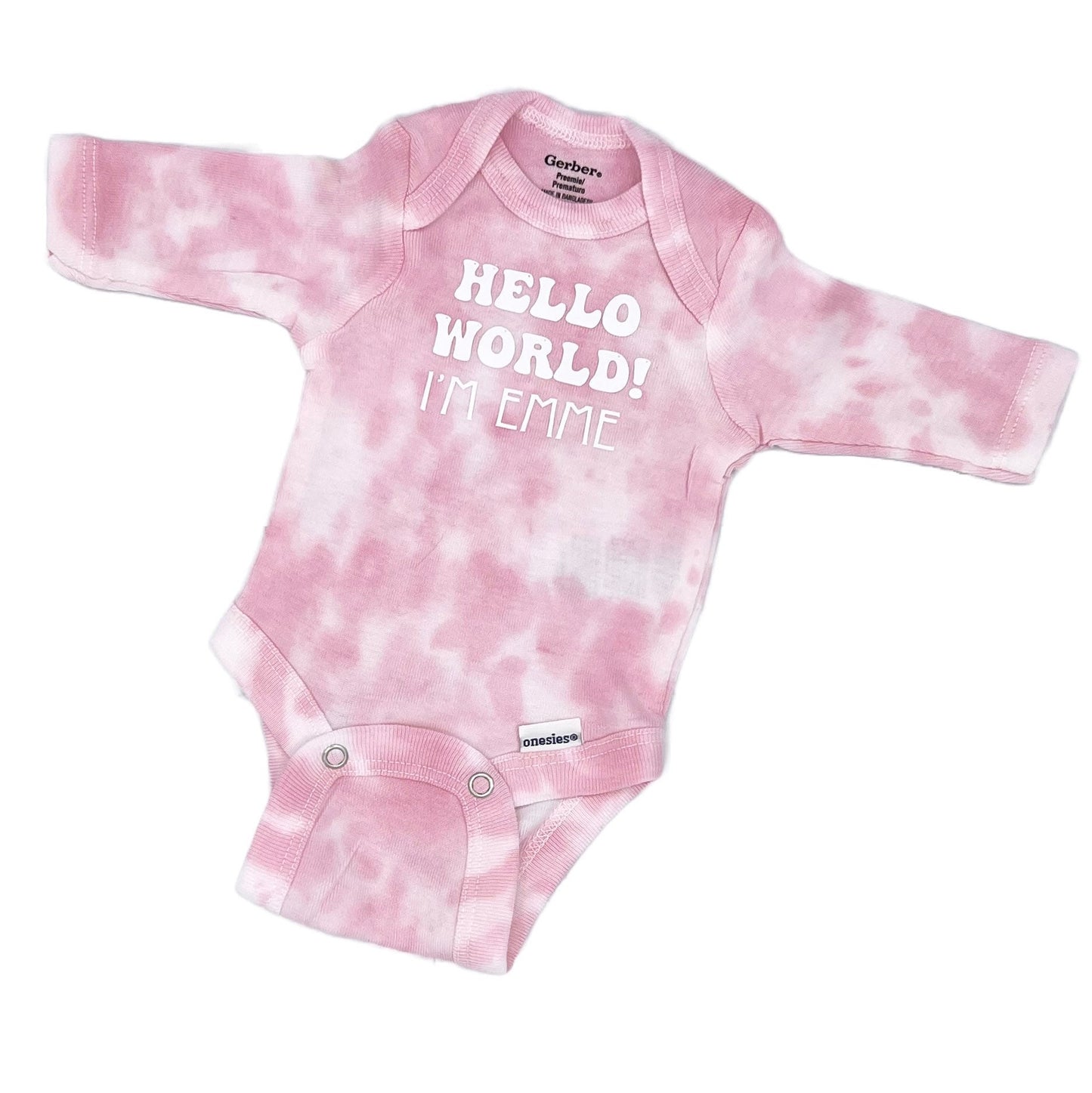 Personalized HELLO WORLD Tie Dye Baby Coming Home outfit