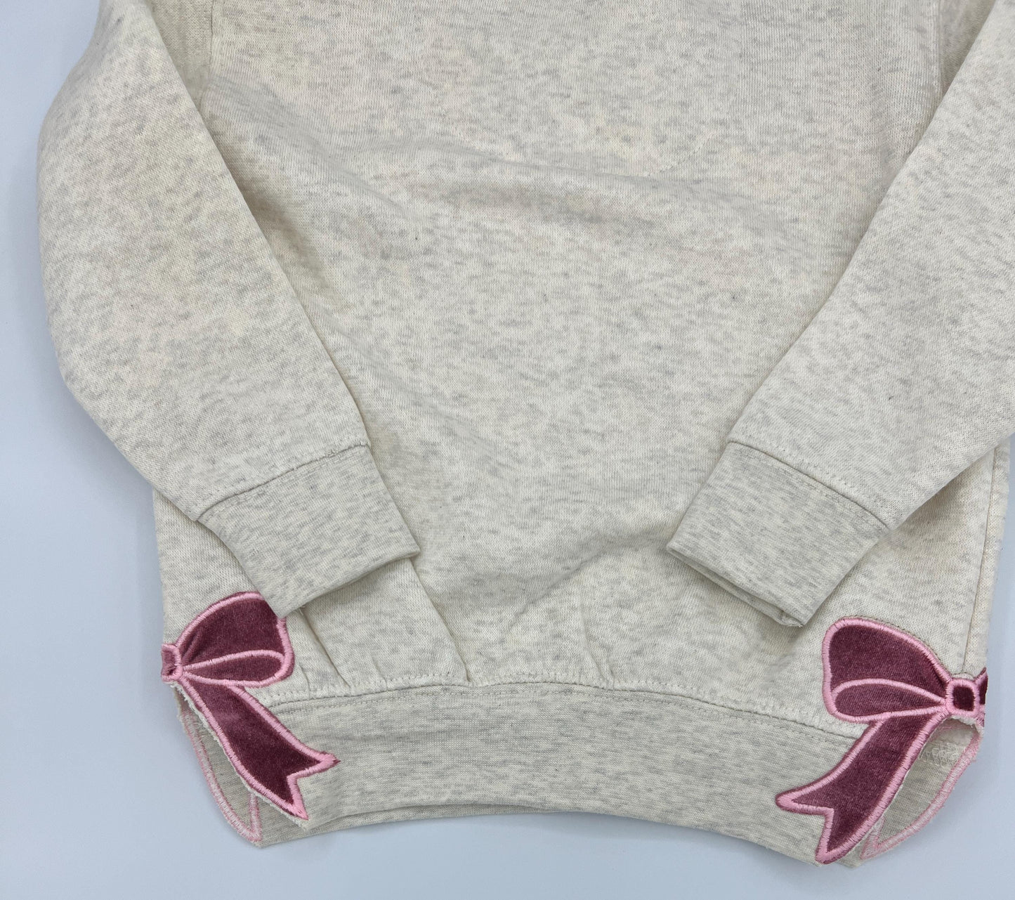 Pink Velvet Bow Embroidered Sweatshirt - Split Bows on Each Side - Can Personalize