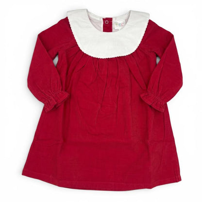 Personalized Embroidered Red Corduroy Christmas Dress for Girls