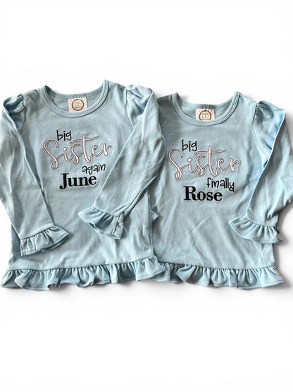 BIG SISTER Embroidered Ruffle Shirt