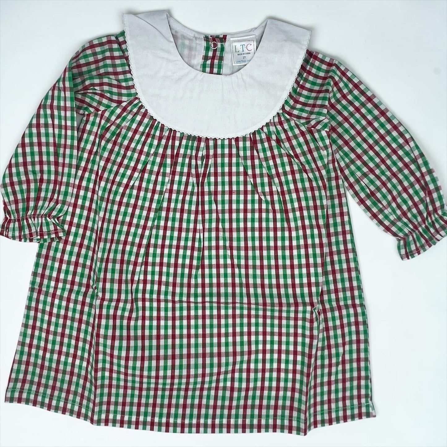 Personalized Embroidered Plaid Christmas Dress for Girls – Custom Monogram Holiday Dress