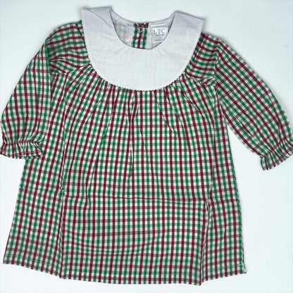 Personalized Embroidered Plaid Christmas Dress for Girls – Custom Monogram Holiday Dress