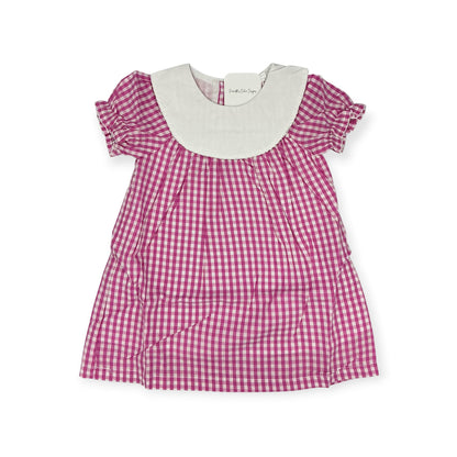 Personalized Embroidered Pink Gingham Bishop Dress for Girls – Custom Monogram Dress