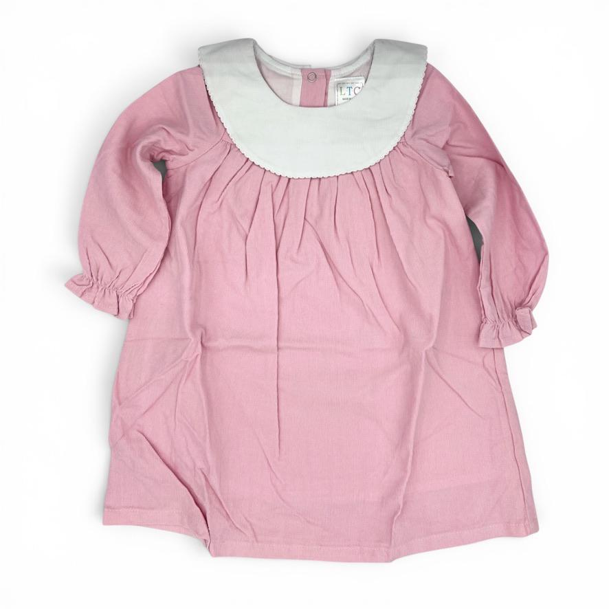 Personalized Embroidered Pink Corduroy Dress for Girls