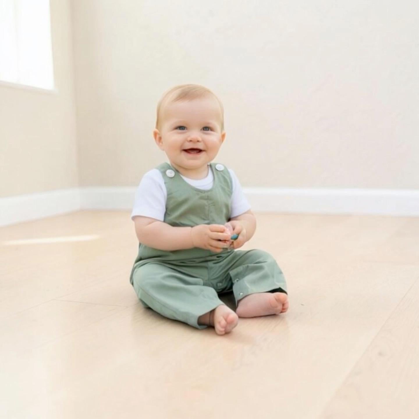 Personalized Embroidered Green Overalls for Boys or girls