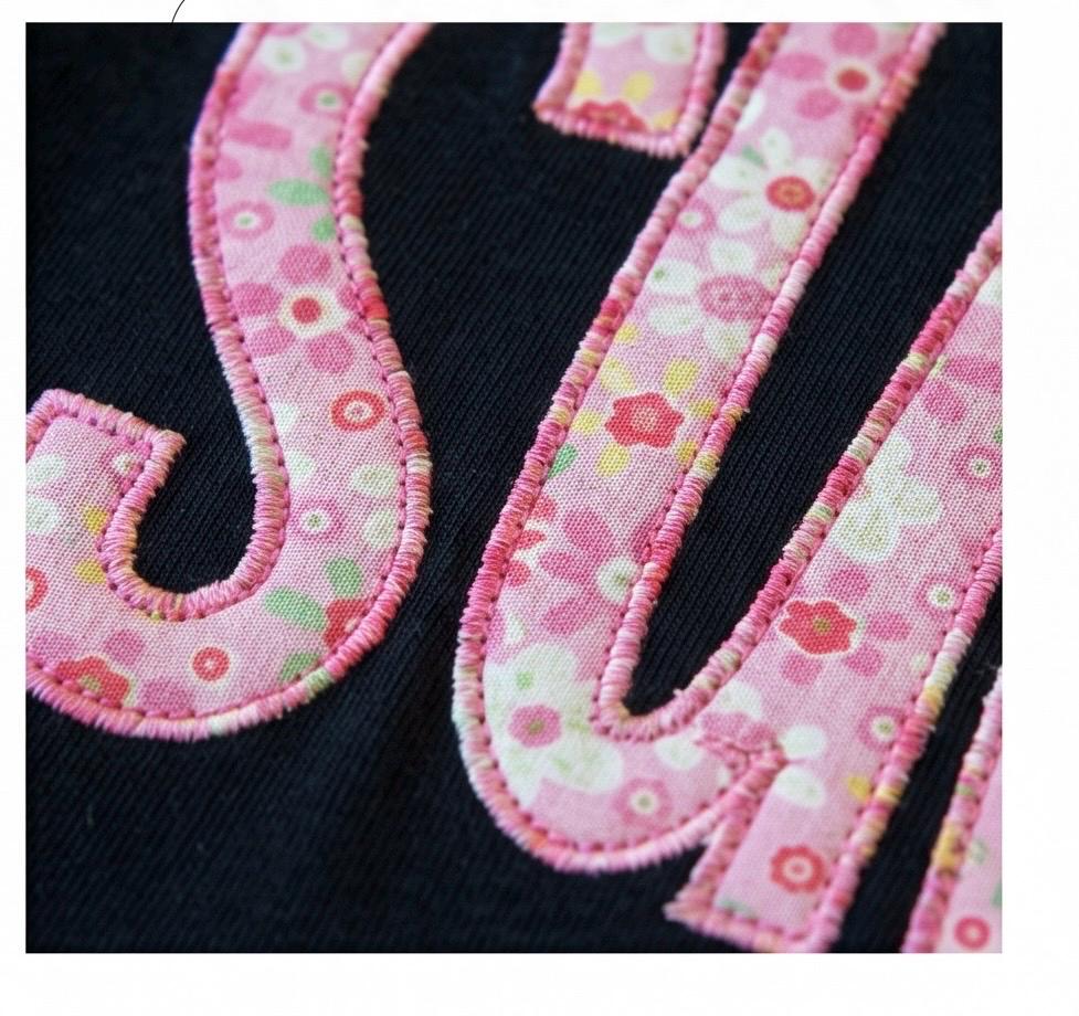 Trying to Survive - Embordered Appliqué Tshirt- pink and Black