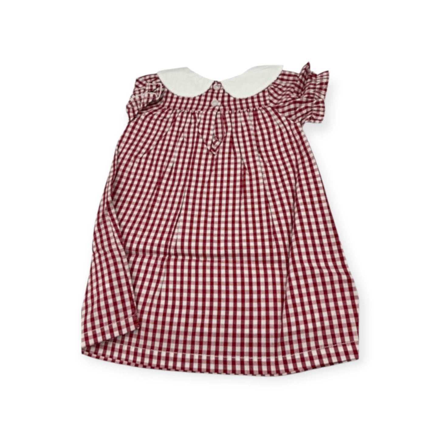 Personalized Embroidered Red Gingham Bishop Dress for Girls – Custom Monogram Dress