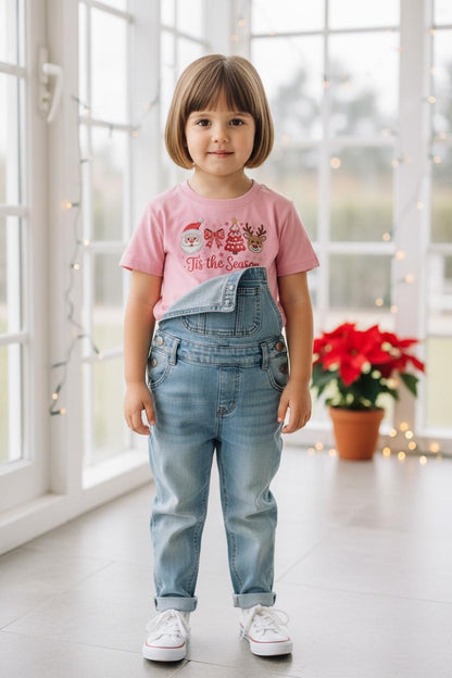 Kids DTG Printed Tis the Season Pink t-Shirt (2T–5T)