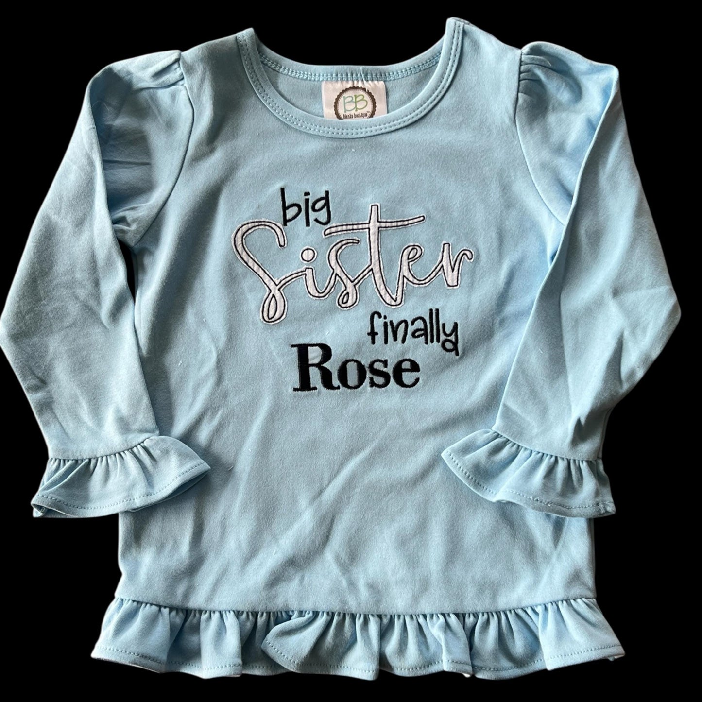 BIG SISTER Embroidered Ruffle Shirt