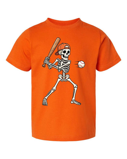 Kids Spooky Baseball Skeleton t-shirt – Fun Fall Halloween Tee Shirt or Sweatshirt