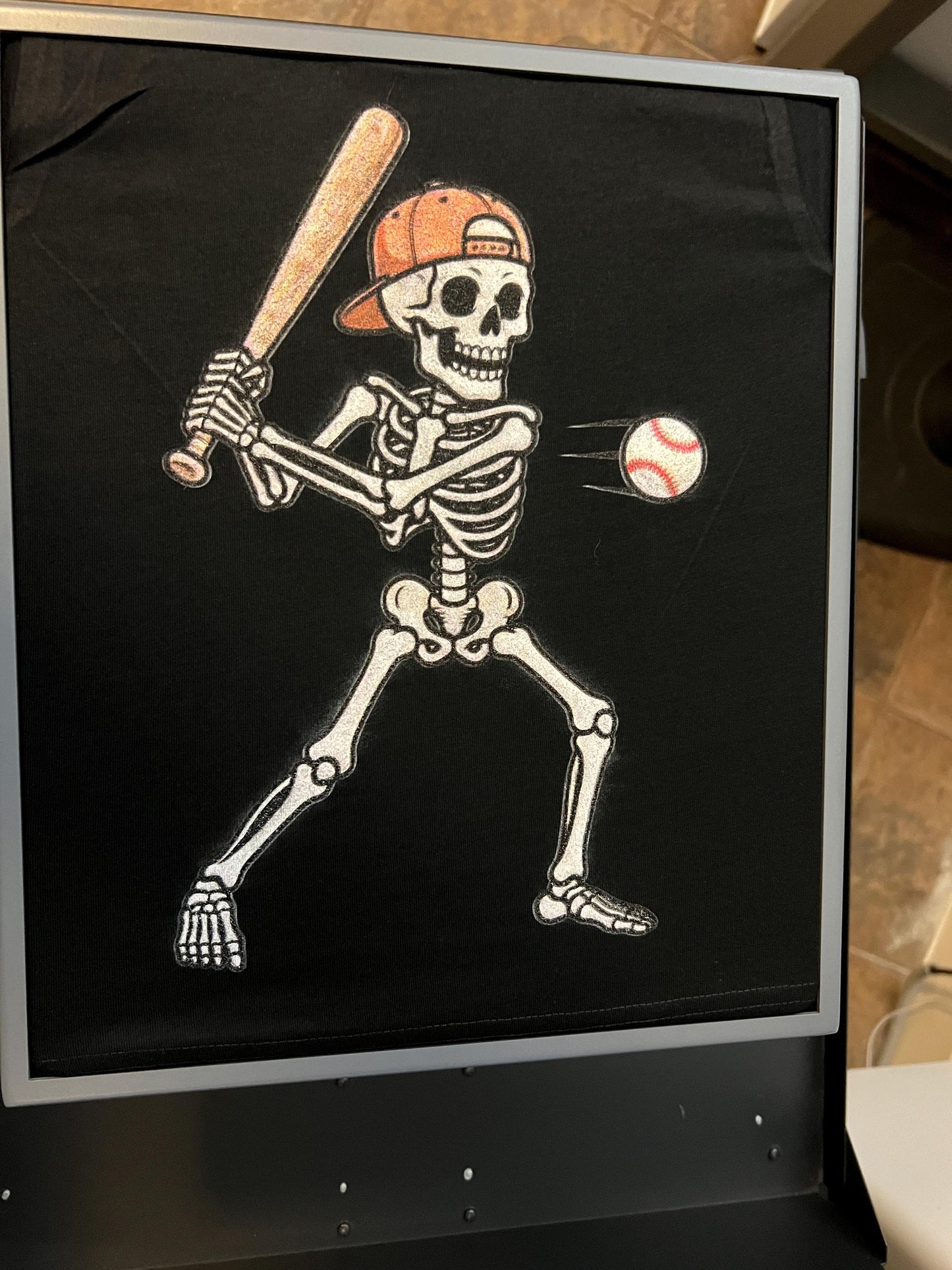 Kids Spooky Baseball Skeleton t-shirt – Fun Fall Halloween Tee Shirt or Sweatshirt