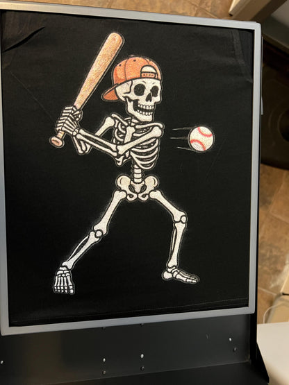 Kids Spooky Baseball Skeleton t-shirt – Fun Fall Halloween Tee Shirt or Sweatshirt