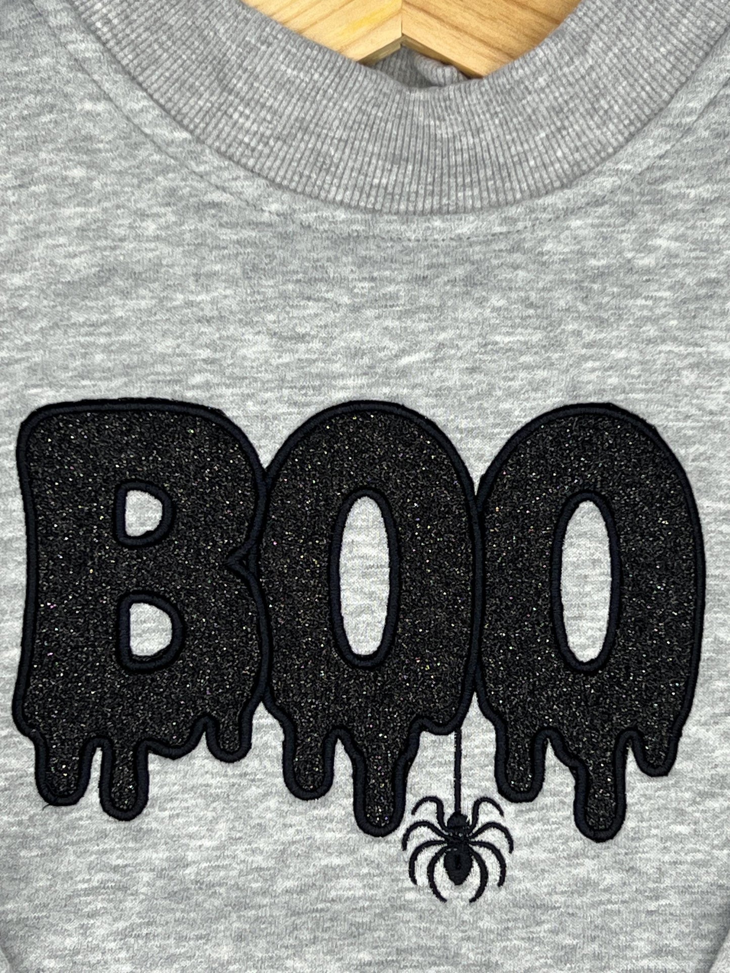 Adult Glitter "BOO" Embroidered Mock Neck Sweatshirt – Cozy Fall Halloween Pullover