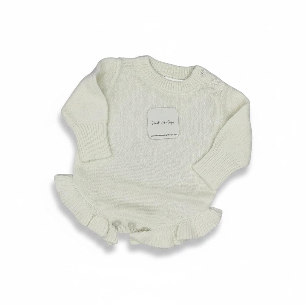 Personalized Embroidered Knitted Ruffle Leg Baby Romper
