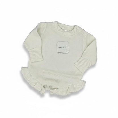 Personalized Embroidered Knitted Ruffle Leg Baby Romper