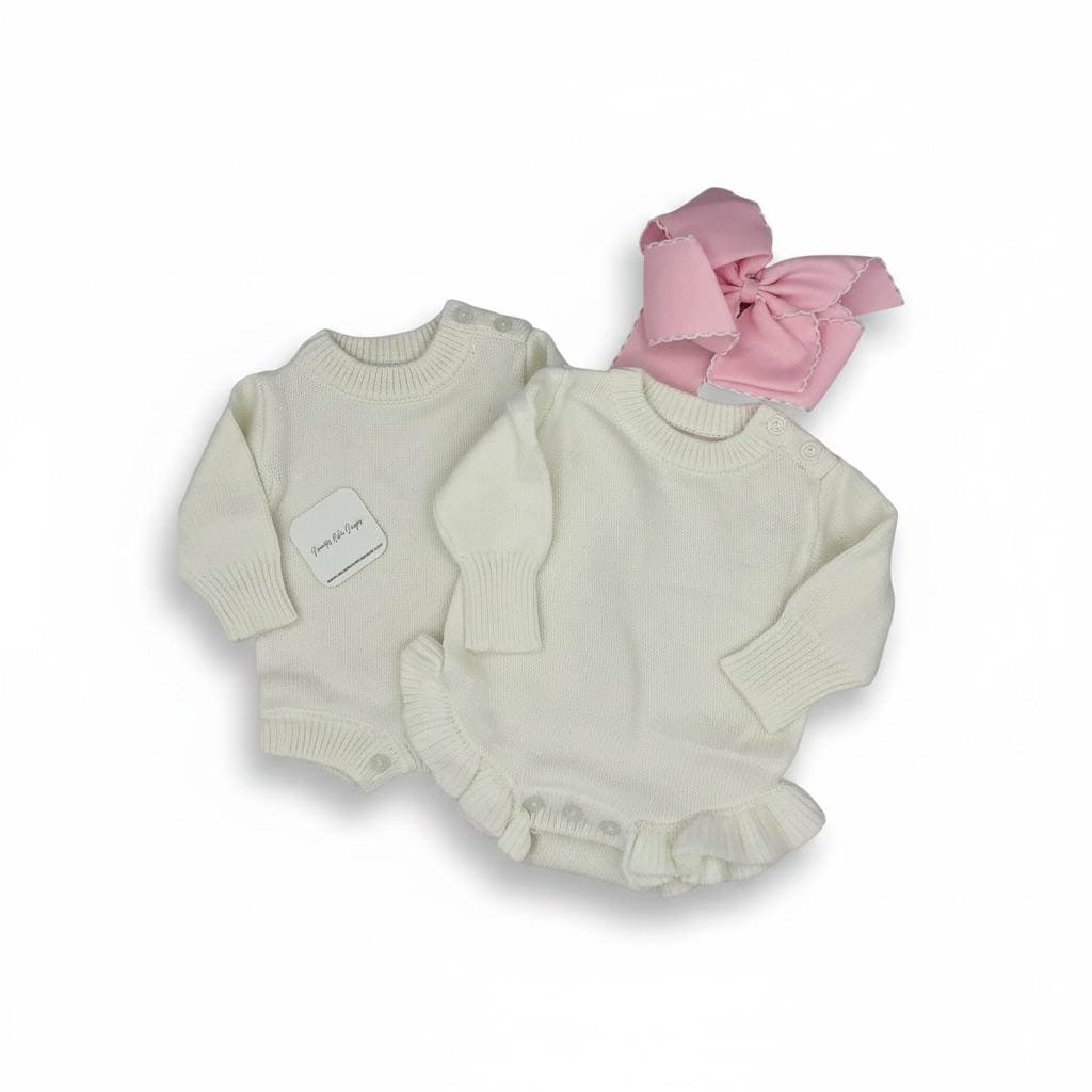 Personalized Embroidered Knitted Ruffle Leg Baby Romper