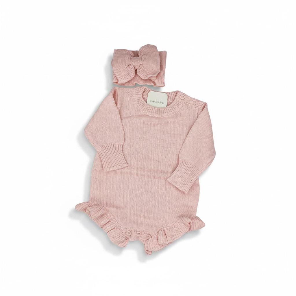 Personalized Embroidered Knitted Ruffle Leg Baby Romper