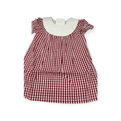 Personalized Embroidered Red Gingham Bishop Dress for Girls – Custom Monogram Dress
