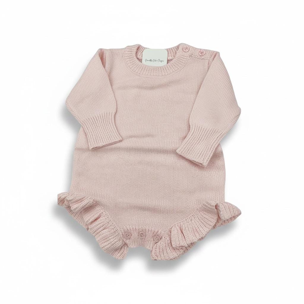Personalized Embroidered Knitted Ruffle Leg Baby Romper