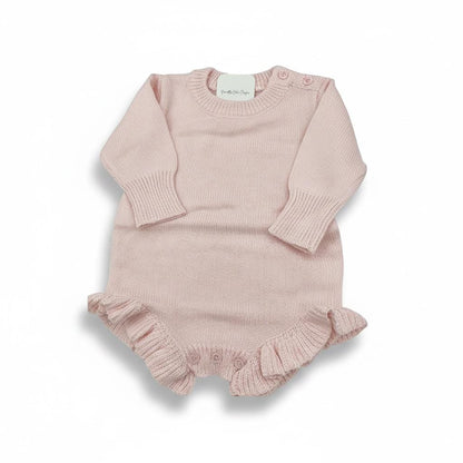Personalized Embroidered Knitted Ruffle Leg Baby Romper