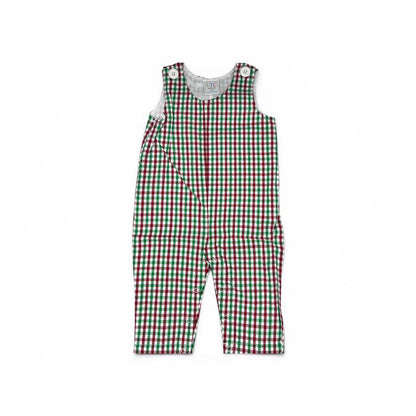 Personalized Embroidered Plaid Christmas Overalls for Boys or girls