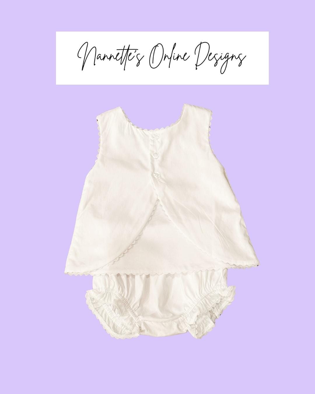 Personalized Embroidered Pink Trimmed White Cotton Diaper Set
