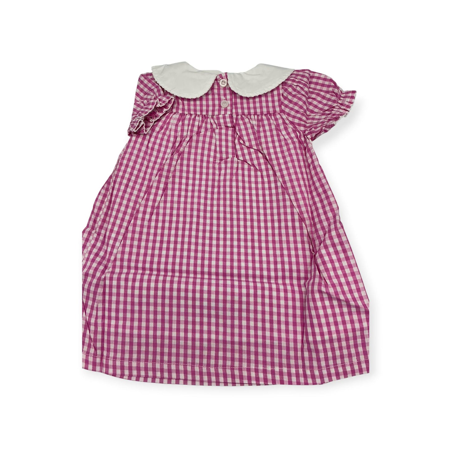 Personalized Embroidered Pink Gingham Bishop Dress for Girls – Custom Monogram Dress