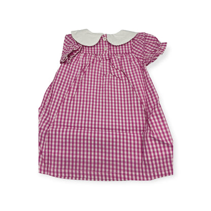 Personalized Embroidered Pink Gingham Bishop Dress for Girls – Custom Monogram Dress