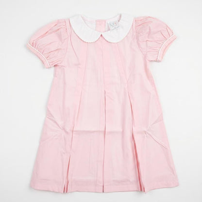 Personalized Embroidered Light Pink/Light Blue Cotton Dress for Girls