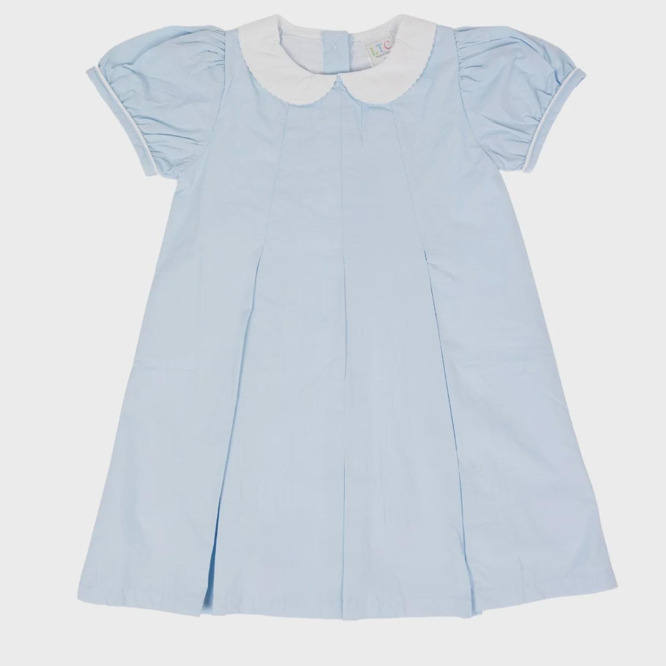Personalized Embroidered Light Pink/Light Blue Cotton Dress for Girls