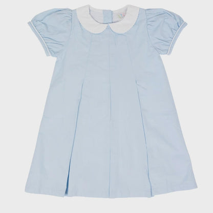 Personalized Embroidered Light Pink/Light Blue Cotton Dress for Girls