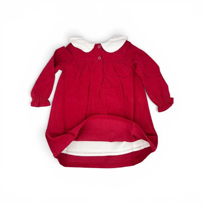 Personalized Embroidered Red Corduroy Christmas Dress for Girls