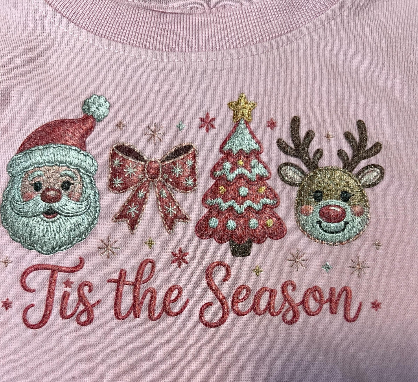Kids DTG Printed Tis the Season Pink t-Shirt (2T–5T)