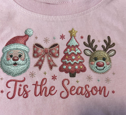 Kids DTG Printed Tis the Season Pink t-Shirt (2T–5T)