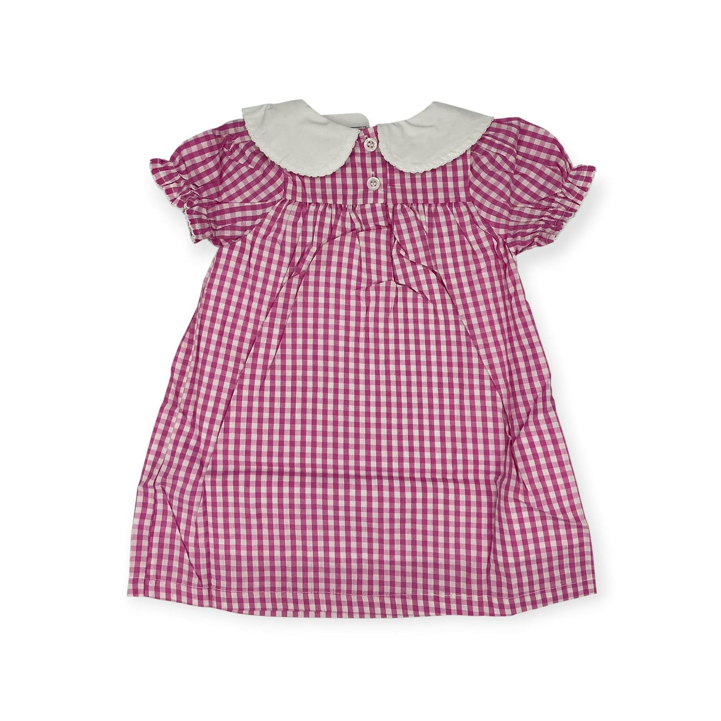 Personalized Embroidered Pink Gingham Bishop Dress for Girls – Custom Monogram Dress