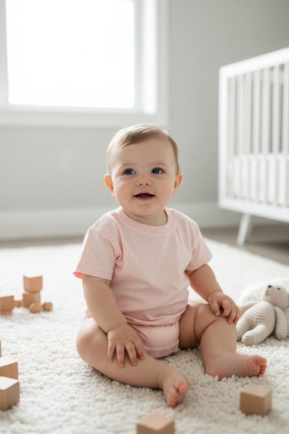 Personalized Embroidered Organic Cotton Bubble Romper – Baby Name Summer Outfit