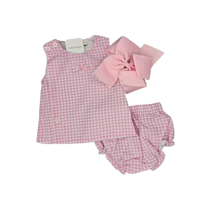 Personalized Embroidered Pink Gingham Cotton Diaper Set
