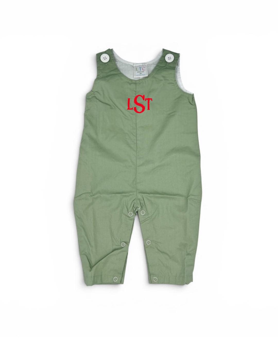 Personalized Embroidered Green Overalls for Boys or girls