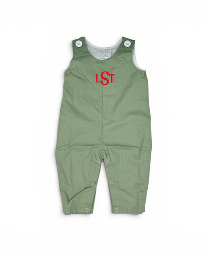 Personalized Embroidered Green Overalls for Boys or girls