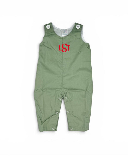 Personalized Embroidered Green Overalls for Boys or girls