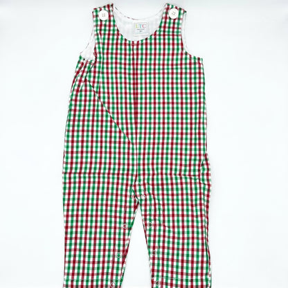Personalized Embroidered Plaid Christmas Overalls for Boys or girls