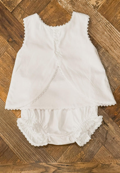 Personalized Embroidered Pink Trimmed White Cotton Diaper Set