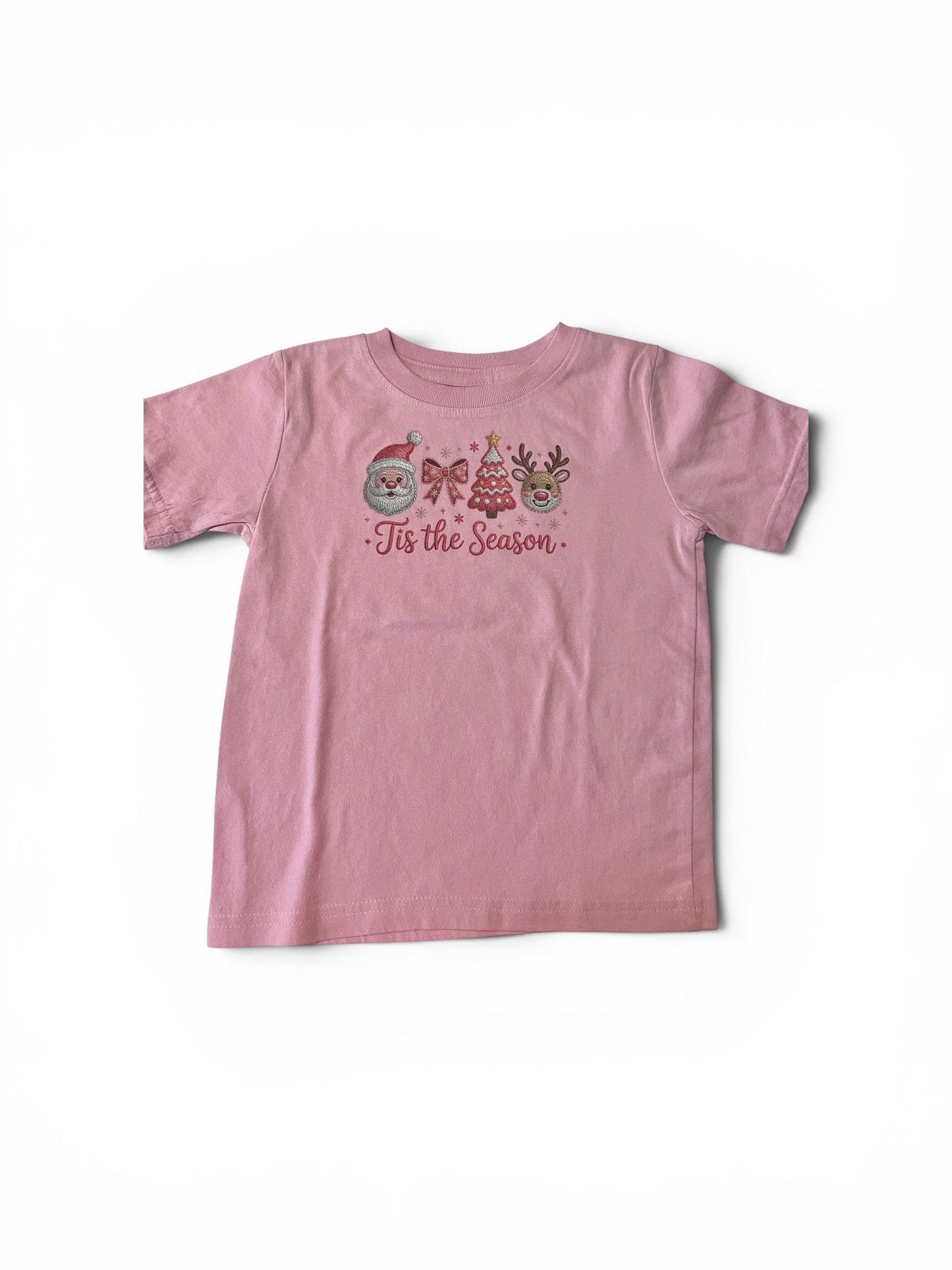 Kids DTG Printed Tis the Season Pink t-Shirt (2T–5T)