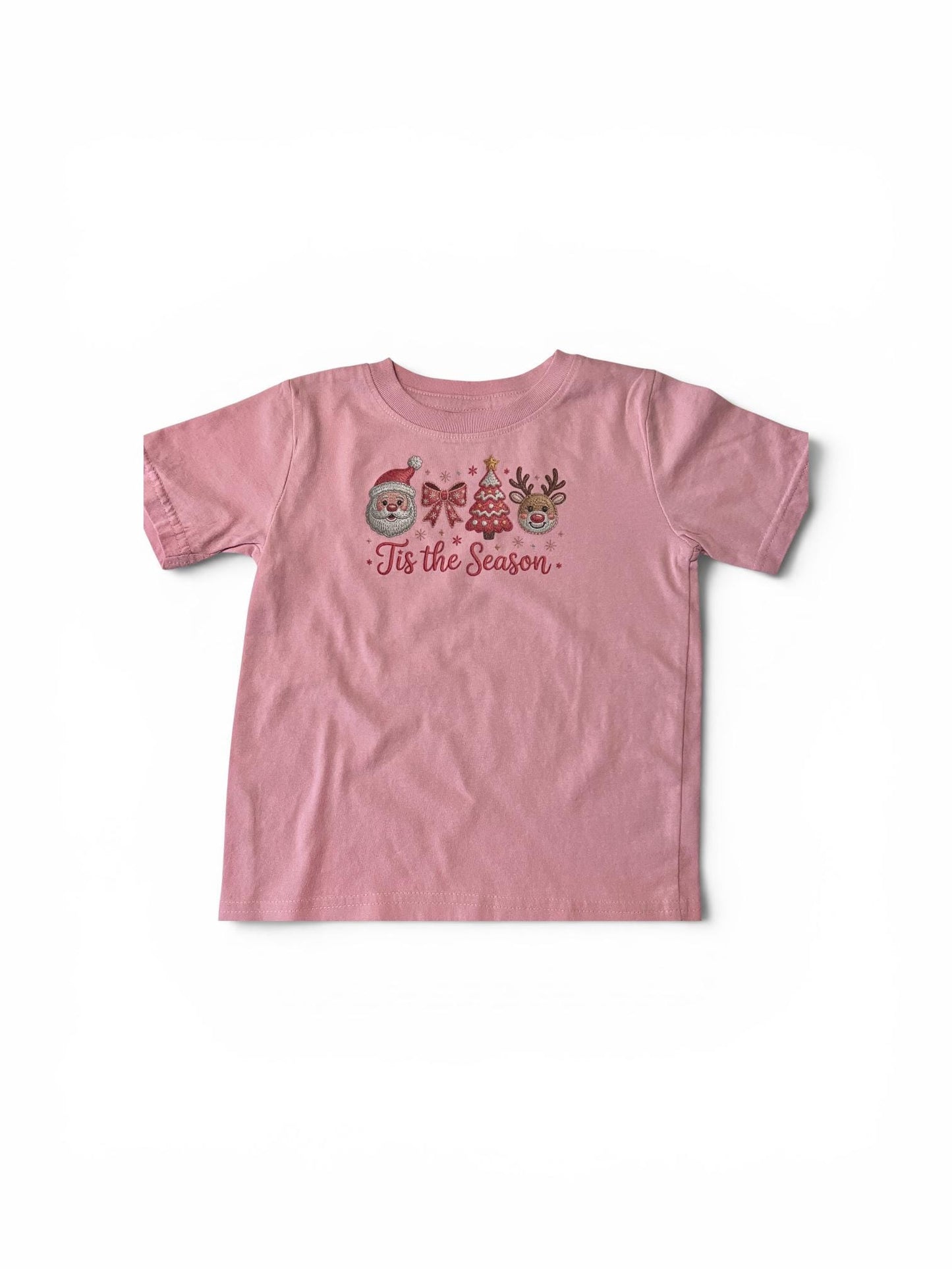Kids DTG Printed Tis the Season Pink t-Shirt (2T–5T)
