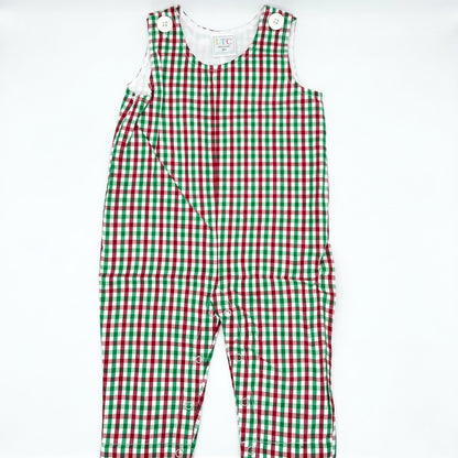 Personalized Embroidered Plaid Christmas Overalls for Boys or girls