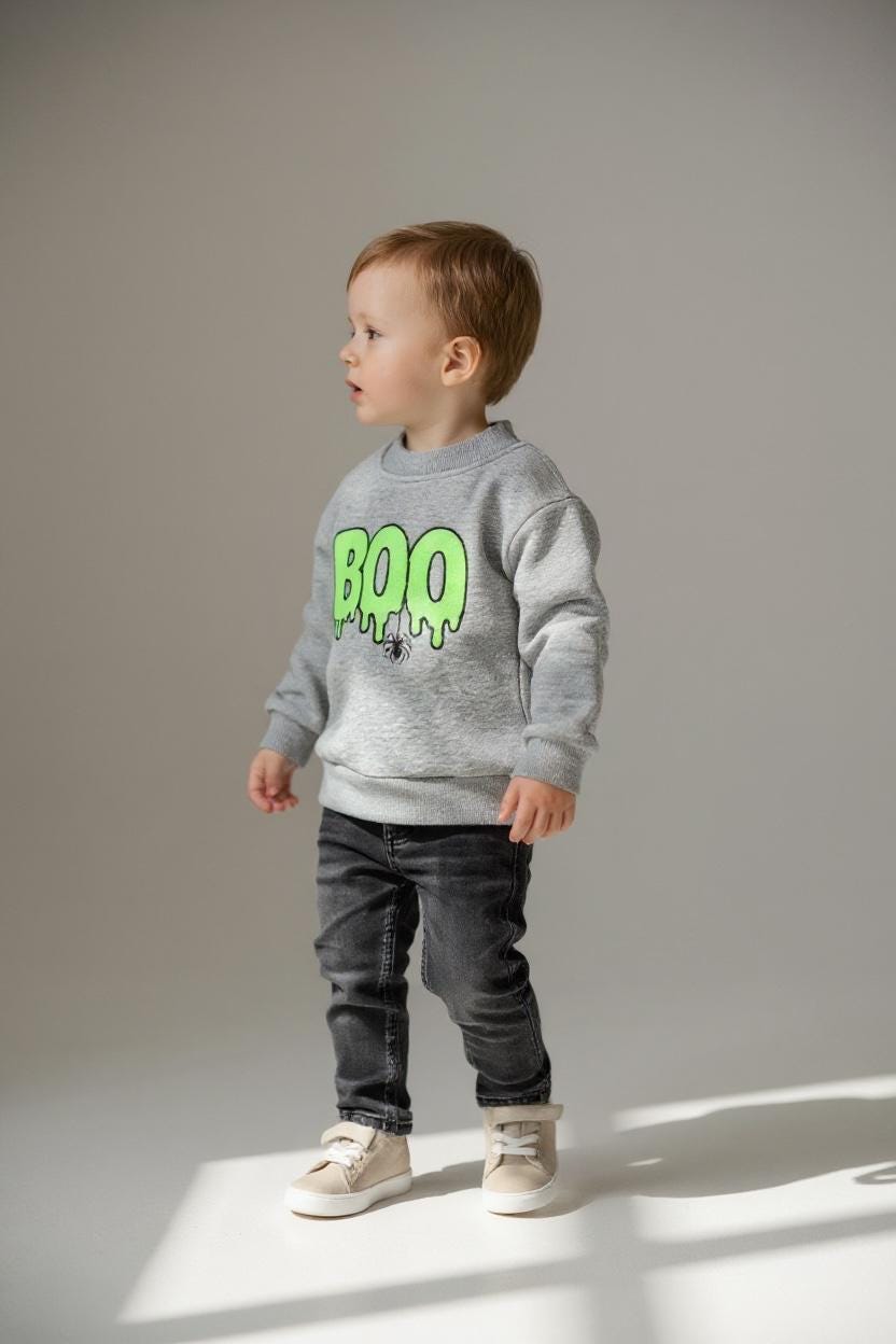 Adult Glitter "BOO" Embroidered Mock Neck Sweatshirt – Cozy Fall Halloween Pullover