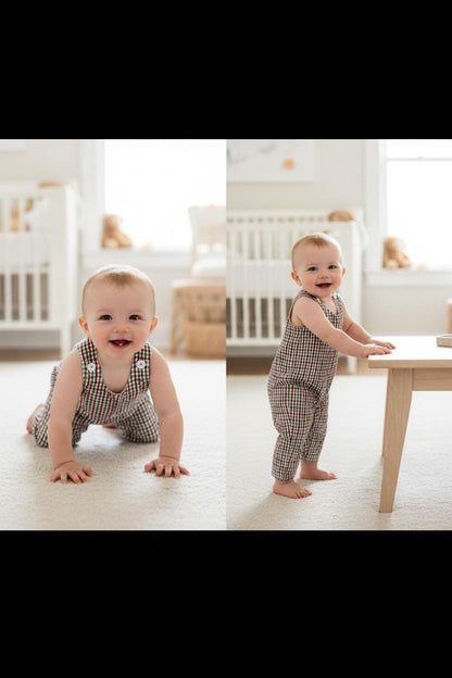 Personalized Embroidered Plaid Christmas Overalls for Boys or girls