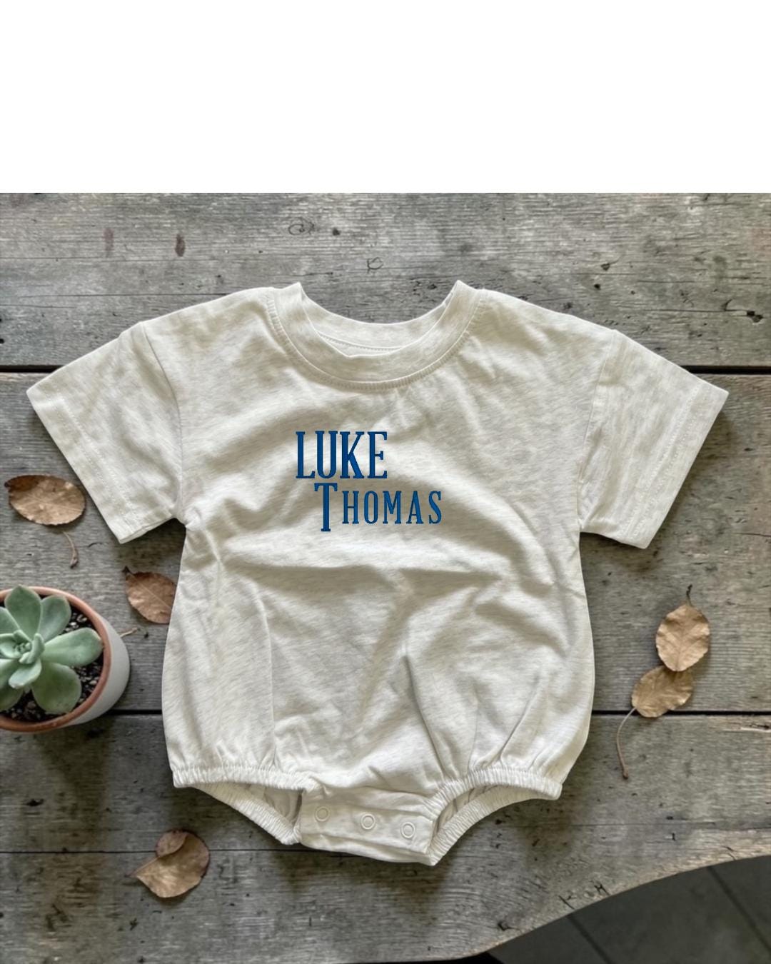 Personalized Embroidered Organic Cotton Bubble Romper – Baby Name Summer Outfit